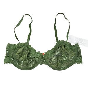 Urban Outfitters Out From Under 36D Balconette Bra Green Lace Underwire NEW